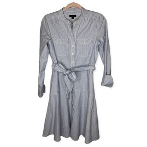 J. Crew striped tie waist poplin shirt dress